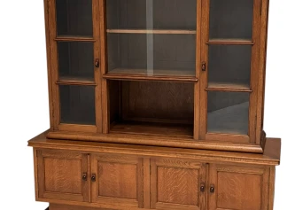 Art Deco Bookcase or Display Cabinet with Glass Sliding Doors, 1930s